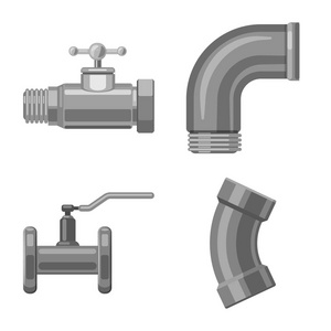 管道和管状标志的矢量设计。用于 web 的管道和管线库存符号的收集