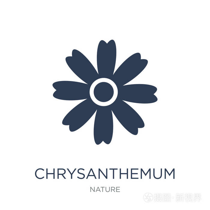 时尚平面向量菊花图标在白色背景从自然收藏, 向量例证可用于网络和