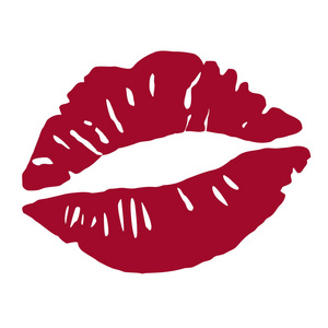 一个吻的印记。红色口红。嘴唇在一个吻。矢量插图