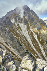 塔特拉山山脉的美丽全景, 在初秋, 北斯洛伐克, Predne 索里斯科