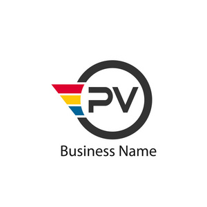 初始字母 Pv 徽标模板设计
