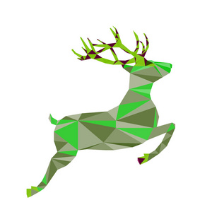 抽象多边形几何鹿.三角低多聚动物.