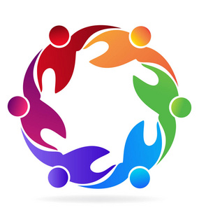 拥抱徽标中的团队合作精神团队精神拥抱人标志照片