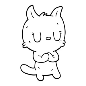 线条画动画片快乐猫图片