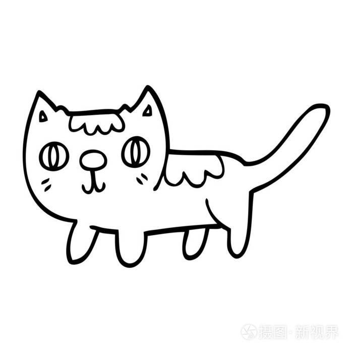 线画卡通小猫