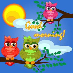 阳光早晨醒来插画