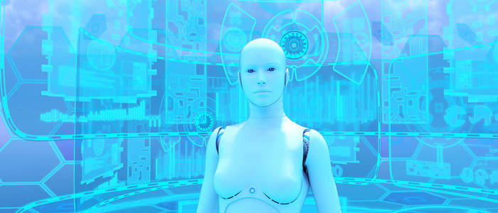 虚拟现实中机器人的人工智能三维图解