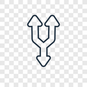 在透明背景上隔离的拆分三角形图标.