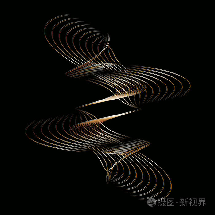 波浪线描,曲线,在黑色的背景