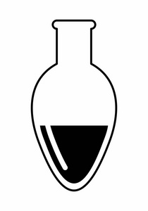 实验室烧瓶的黑白插图