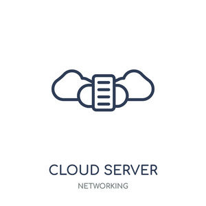 云服务器图标。云服务器线性符号设计从网络集合。简单的大纲元素向量例证在白色背景