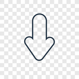 在透明背景上隔离的向下箭头图标.