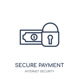安全付款 图标。从网络安全集合安全支付线性符号设计。简单的大纲元素向量例证在白色背景