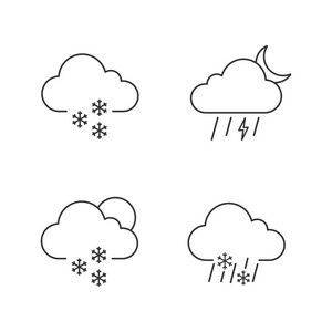 天气预报下雪简笔画图片