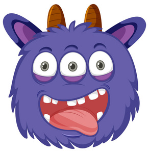 一个好玩的怪物脸插图笑脸外星人头像卡通表情符号怪物球黑红色笑脸