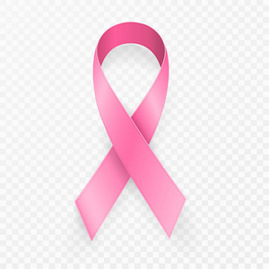 10月乳癌意识月。透明背景上逼真的粉红色丝带符号。医疗设计。向量例证