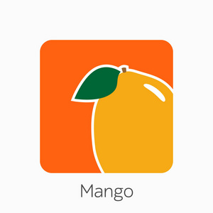 芒果图标简单平面矢量图。新鲜的芒果标志
