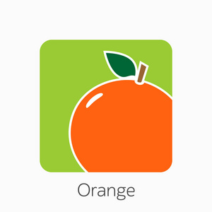 橘红色图标简单平面矢量图。鲜橙色标志