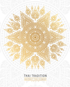 覆盖在白色背景上的泰国艺术元素传统黄金