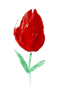 用口红画朵红色的花