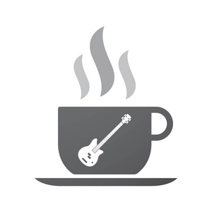 孤立的咖啡杯，用四弦电低音吉他