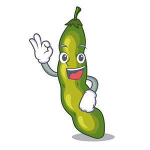 好的蔬菜豆荚绿豆在卡通照片