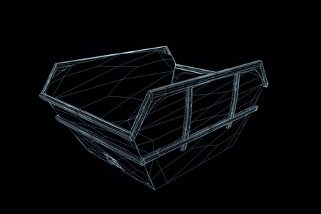 在全息图线框风格的垃圾站。漂亮的 3d 渲染