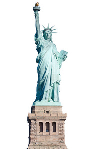 自由女神像的基座在纽约上白色，孤立剪切路径