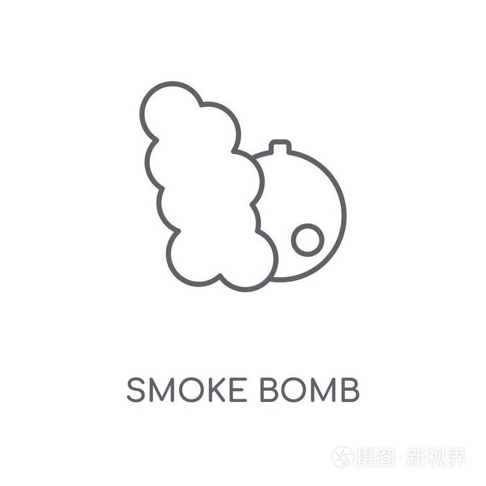 插画 烟雾弹线性图标.烟雾弹概念冲程符号设计.