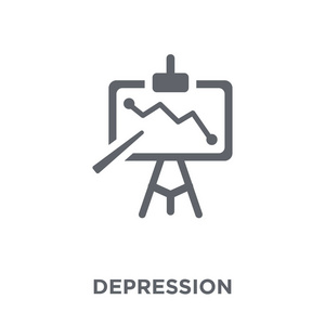 抑郁症的图标。抑郁症设计的概念从疾病收集。简单的元素向量例证在白色背景