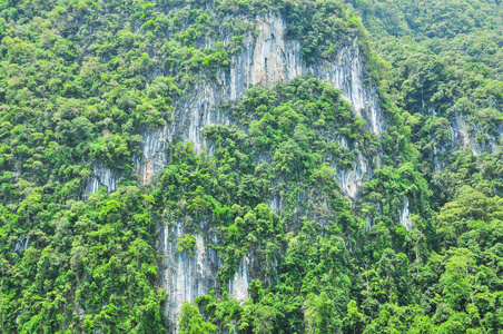 出的巨大的石灰岩悬崖打开在考索国家湖