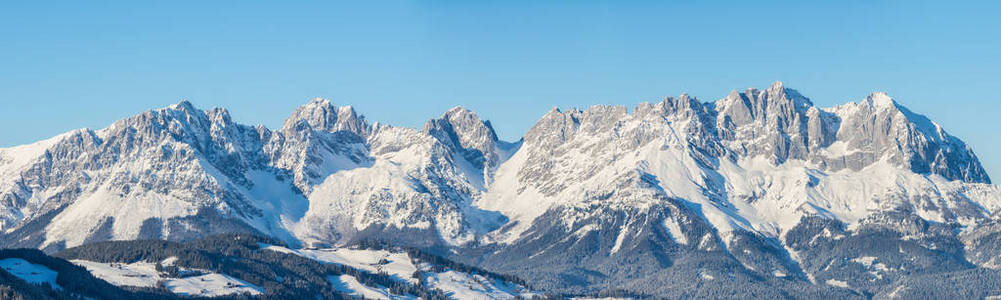 Wilderkaiser Spitze，厄，奥地利的全景视图