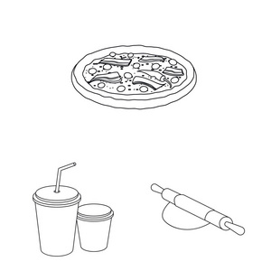 比萨和食物标志的向量例证。收藏比萨和意大利股票矢量插图