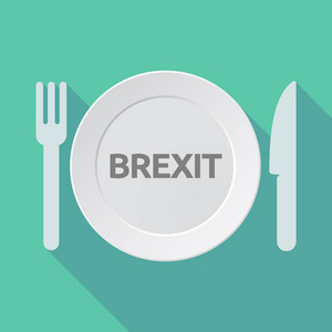长阴影餐具与文本 Brexit
