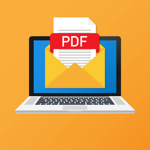 笔记本和电子邮件与文件附件 pdf 文档.向量例证照片