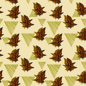 具有孟菲斯几何抽象的秋季花卉图案