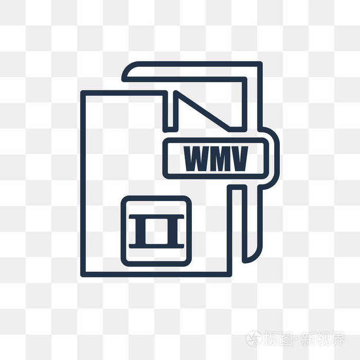 wmv 矢量轮廓图标隔离在透明背景上, 高质量线性 wmv 透明度概念可用于网络和移动