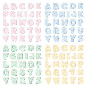 字母表，四个浅色格子检查模式