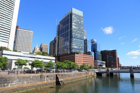 波士顿天际线美国马萨诸塞州的城市景观