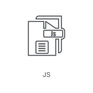 js 线性图标。j 概念笔画符号设计。薄的图形元素向量例证, 在白色背景上的轮廓样式, eps 10