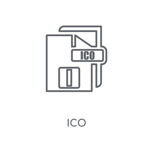 ico 线性图标。ico 概念笔画符号设计。薄的图形元素向量例证, 在白色背景上的轮廓样式, eps 10