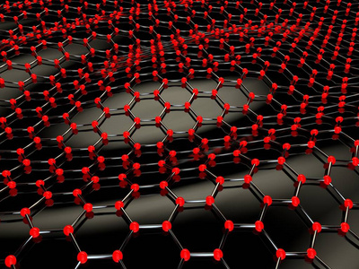 石墨烯-未来的材料, 在黑色的背景.超导和重型材料的想法.