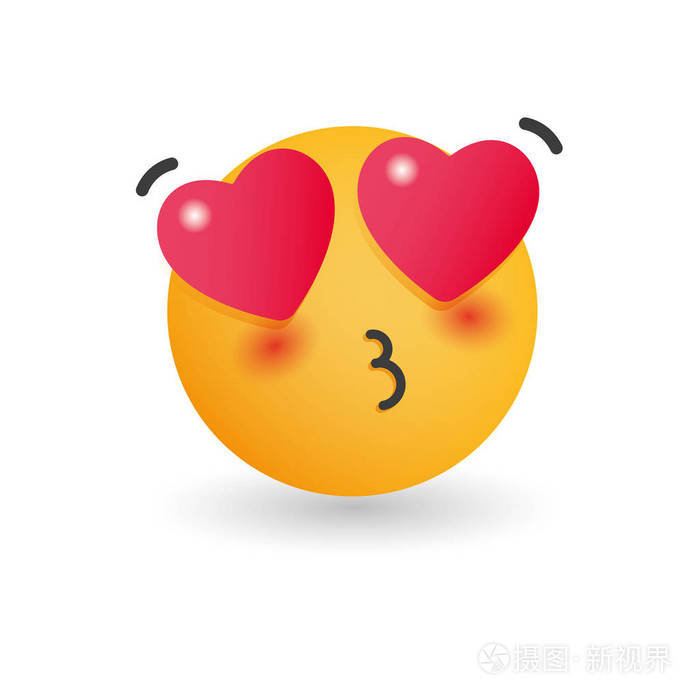 接吻表情符号.在白色背景的被隔绝的向量例证