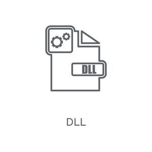 线性图标。dll 概念笔画符号设计。薄的图形元素向量例证, 在白色背景上的轮廓样式, eps 10