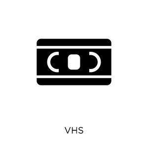 vhs 图标。电影收藏的 vhs 符号设计。简单的元素向量例证在白色背景