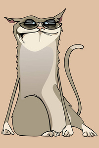 卡通不开心逗猫戴眼镜照片