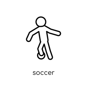 足球图标。时尚现代平面线性向量足球图标在白色背景从细线体育收藏, 可编辑的轮廓冲程向量例证