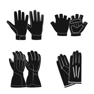 手套和冬天标志的向量例证。网络手套和设备库存符号集