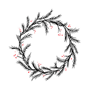 剪影边界向量剪影圣诞节花圈框架或边界照片