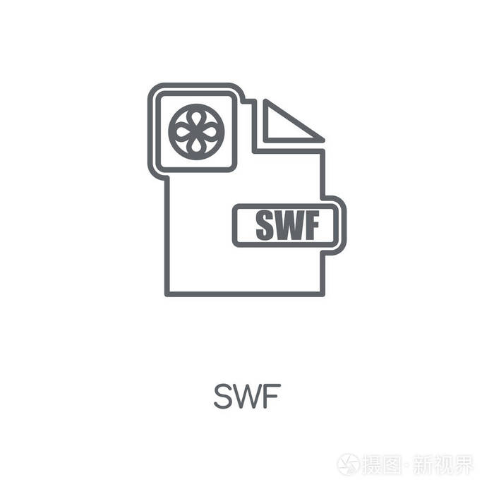 swf 线性图标。swf 概念笔画符号设计。薄的图形元素向量例证, 在白色 